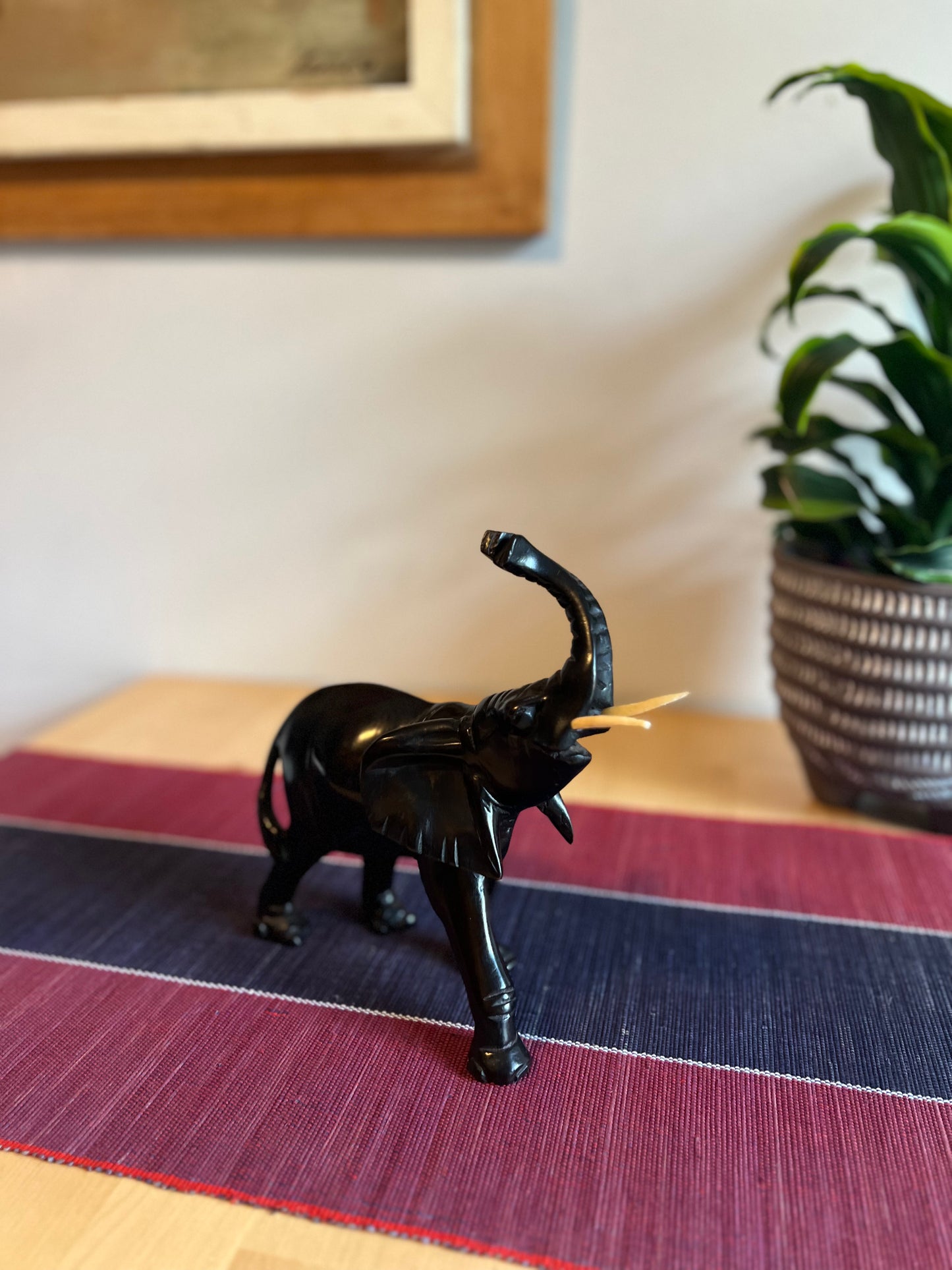 Hand Carved Elephant with Tusks