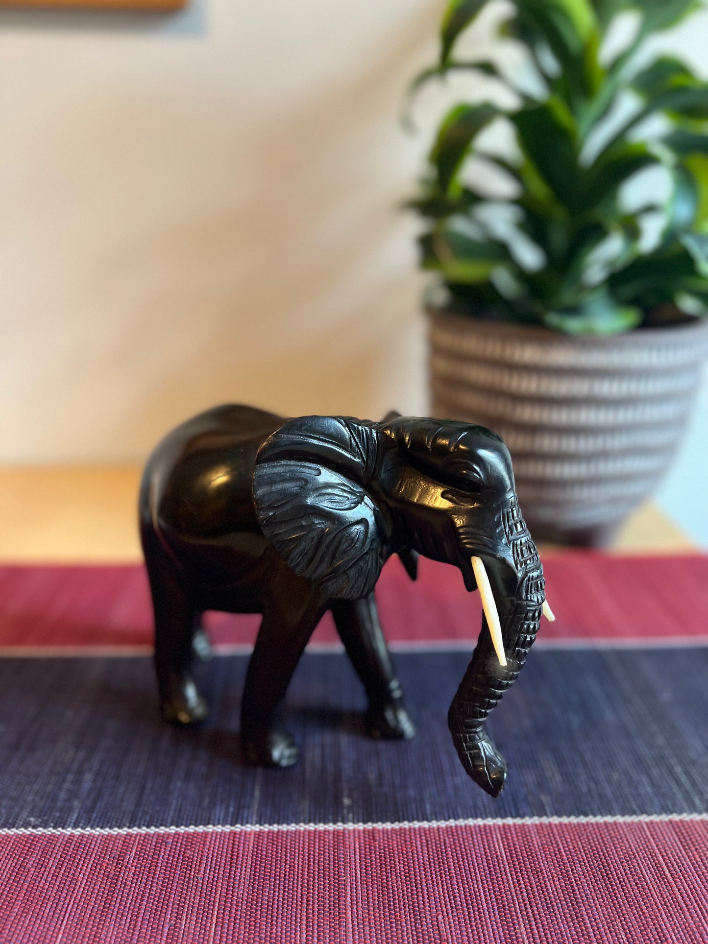 Hand Carved Elephant with Tusks
