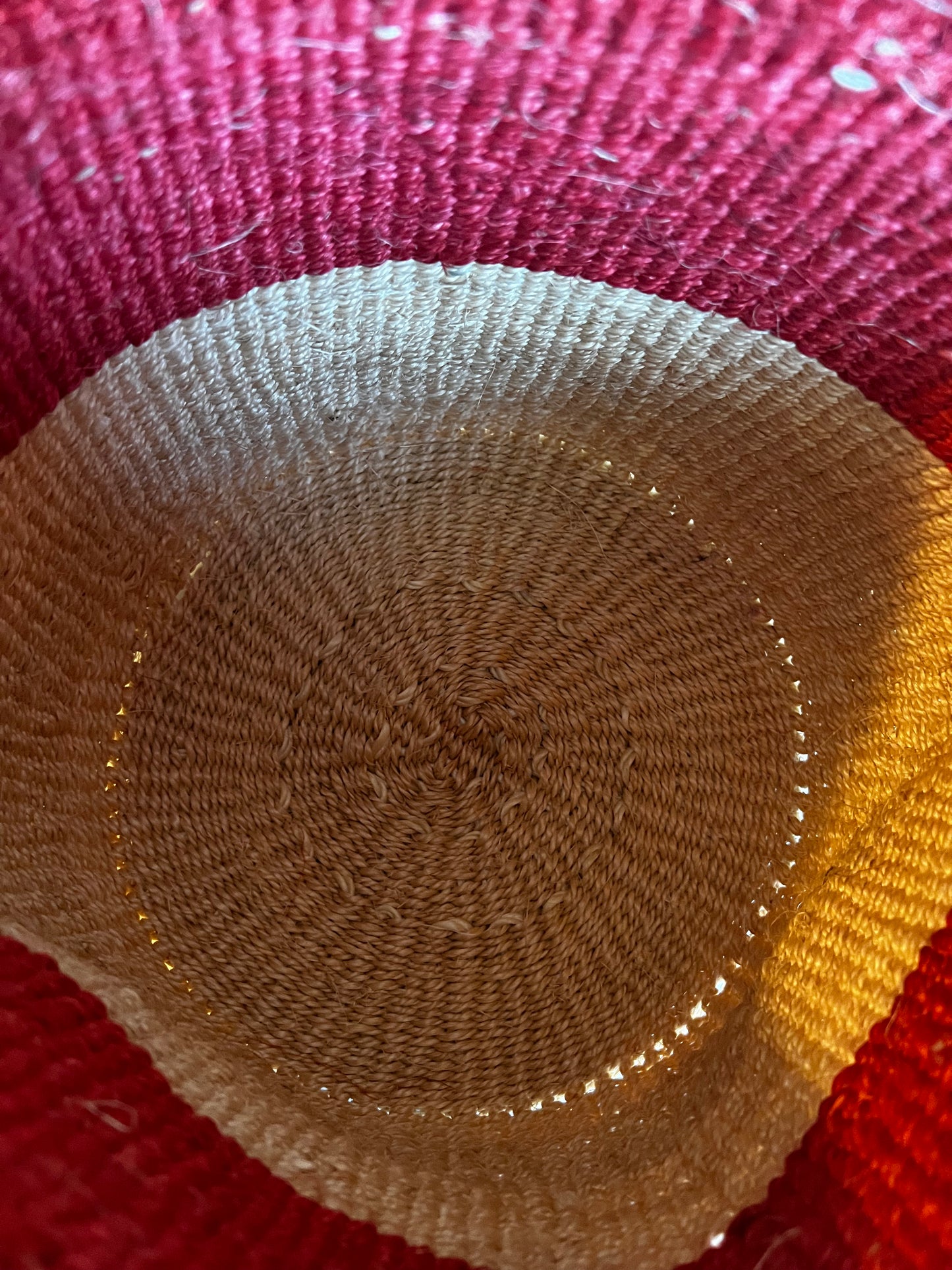 Red and Creme Woven Basket