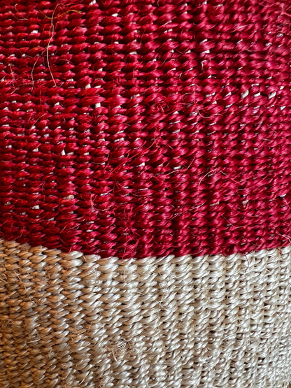 Red and Creme Woven Basket